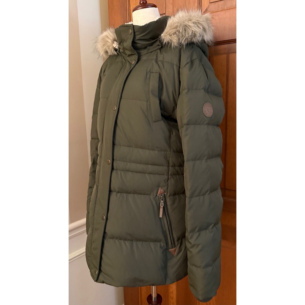 Ralph Lauren Down Parka Womens L Olive Green Hooded Full-Zip Winter Coat Jacket - Picture 4 of 16